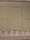 Chanderi fancy saree snuff color allover prints, embroidery & printed border with printed pallu and printed blouse