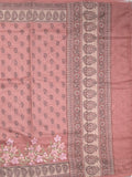 Chanderi fancy saree light pink color allover prints, embroidery & printed border with printed pallu and printed blouse