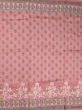 Chanderi fancy saree light pink color allover prints, embroidery & printed border with printed pallu and printed blouse