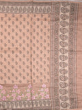 Chanderi fancy saree peach color allover prints, embroidery & printed border with printed pallu and printed blouse