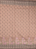 Chanderi fancy saree peach color allover prints, embroidery & printed border with printed pallu and printed blouse