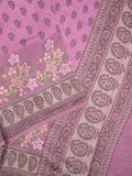 Chanderi fancy saree lavender color allover prints, embroidery & printed border with printed pallu and printed blouse
