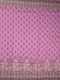 Chanderi fancy saree lavender color allover prints, embroidery & printed border with printed pallu and printed blouse