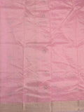 Chanderi fancy saree light pink color allover embroidery & zari border with short zari pallu and attached plain blouse
