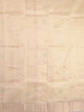 Chanderi fancy saree pastel yellow color allover embroidery & zari border with short zari pallu and attached plain blouse