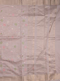 Chanderi fancy saree pastel light purple color allover embroidery & zari border with short zari pallu and attached plain blouse
