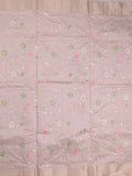 Chanderi fancy saree pastel light purple color allover embroidery & zari border with short zari pallu and attached plain blouse