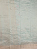 Chanderi fancy saree light blue color allover embroidery & zari border with short zari pallu and attached plain blouse