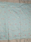 Chanderi fancy saree light blue color allover embroidery & zari border with short zari pallu and attached plain blouse