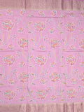 Dupion pattu saree light purple color allover weaves & zari border with short zari pallu and attached plain blouse