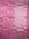 Matka kadhi fancy saree rose pink color allover zari weaves & zari border with rich pallu and plain blouse