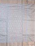 Chanderi fancy saree light lavender color allover embroidery & zari border with short zari pallu and attached plain blouse