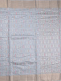 Chanderi fancy saree light lavender color allover embroidery & zari border with short zari pallu and attached plain blouse