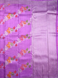 Matka kadhi fancy saree lavender color allover zari weaves & zari border with rich pallu and plain blouse