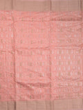 Chanderi fancy saree baby pink color allover embroidery & zari border with short zari pallu and attached plain blouse