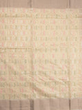Chanderi fancy saree pastel yellow color allover embroidery & zari border with short zari pallu and attached plain blouse