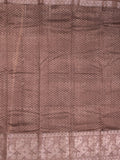 Maheshwari fancy saree brown color allover prints & zari border with zari pallu and attached plain blouse