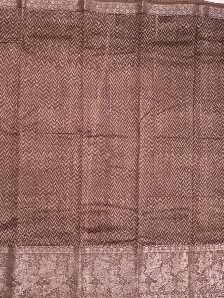 Maheshwari fancy saree brown color allover prints & zari border with zari pallu and attached plain blouse