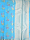 Chanderi fancy saree sky blue color allover zari weaves & zari border with brocade pallu and brocade blouse