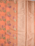 Chanderi fancy saree peach color allover zari weaves & zari border with brocade pallu and brocade blouse