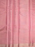 Chanderi fancy saree light pink color allover zari weaves & zari border with brocade pallu and brocade blouse