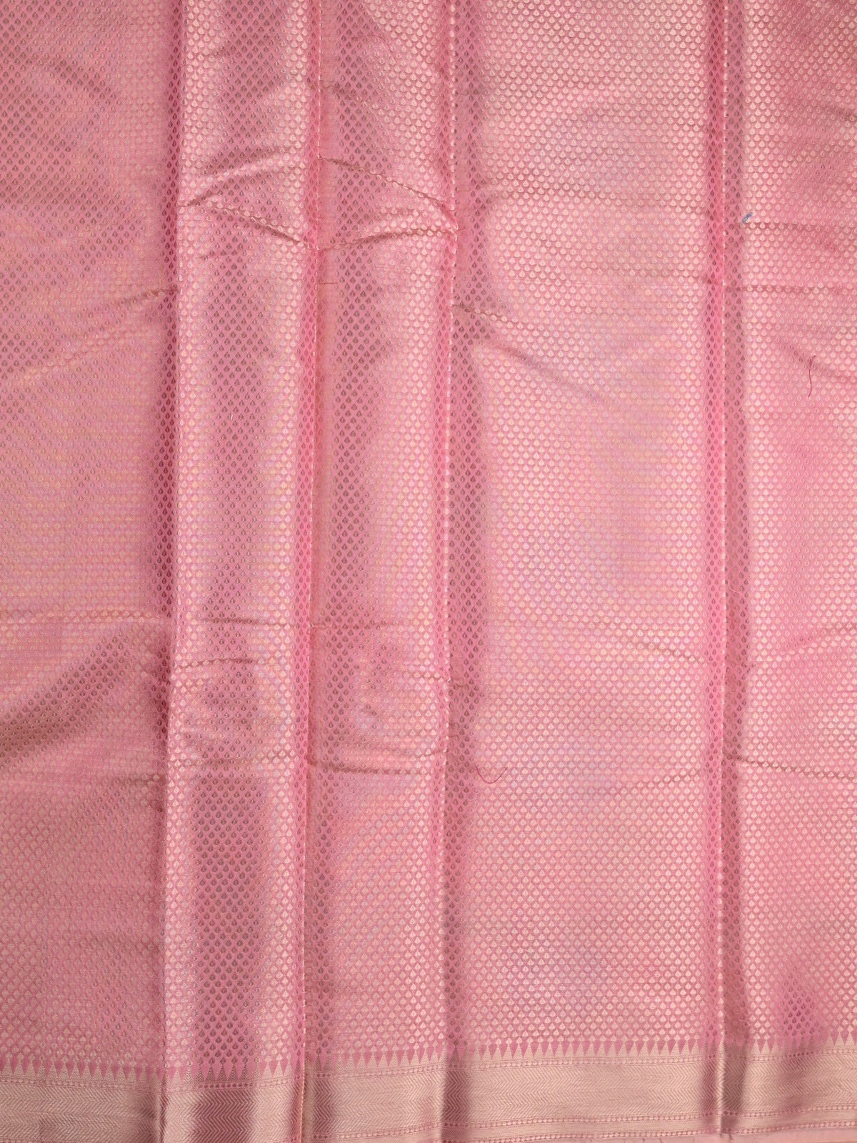 Chanderi fancy saree light pink color allover zari weaves & zari border with brocade pallu and brocade blouse