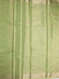 Chanderi fancy saree light green color allover zari weaves & zari border with brocade pallu and brocade blouse