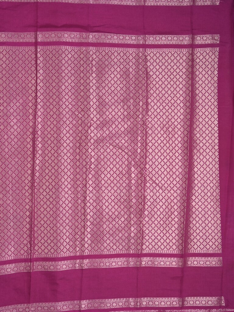 Banaras fancy saree purple color allover zari motifs & kaddi border with contrast brocade pallu and brocade blouse