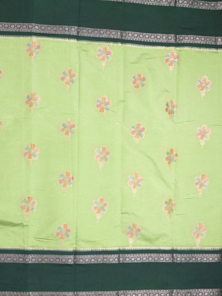 Banaras fancy saree pista green color allover zari motifs & kaddi border with contrast brocade pallu and brocade blouse