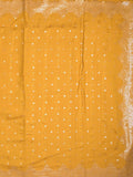Kosa silk fancy saree golden yellow color allover mirror work & embroidery cutwork border with running pallu and attached blouse