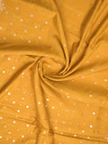Kosa silk fancy saree golden yellow color allover mirror work & embroidery cutwork border with running pallu and attached blouse