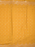 Kosa silk fancy saree golden yellow color allover mirror work & embroidery cutwork border with running pallu and attached blouse