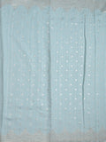 Kosa silk fancy saree light blue color allover mirror work & embroidery cutwork border with running pallu and attached blouse