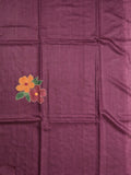 Bhagalpur fancy saree light pink color allover stripes, floral weaves with contrast pallu and attached contrast blouse