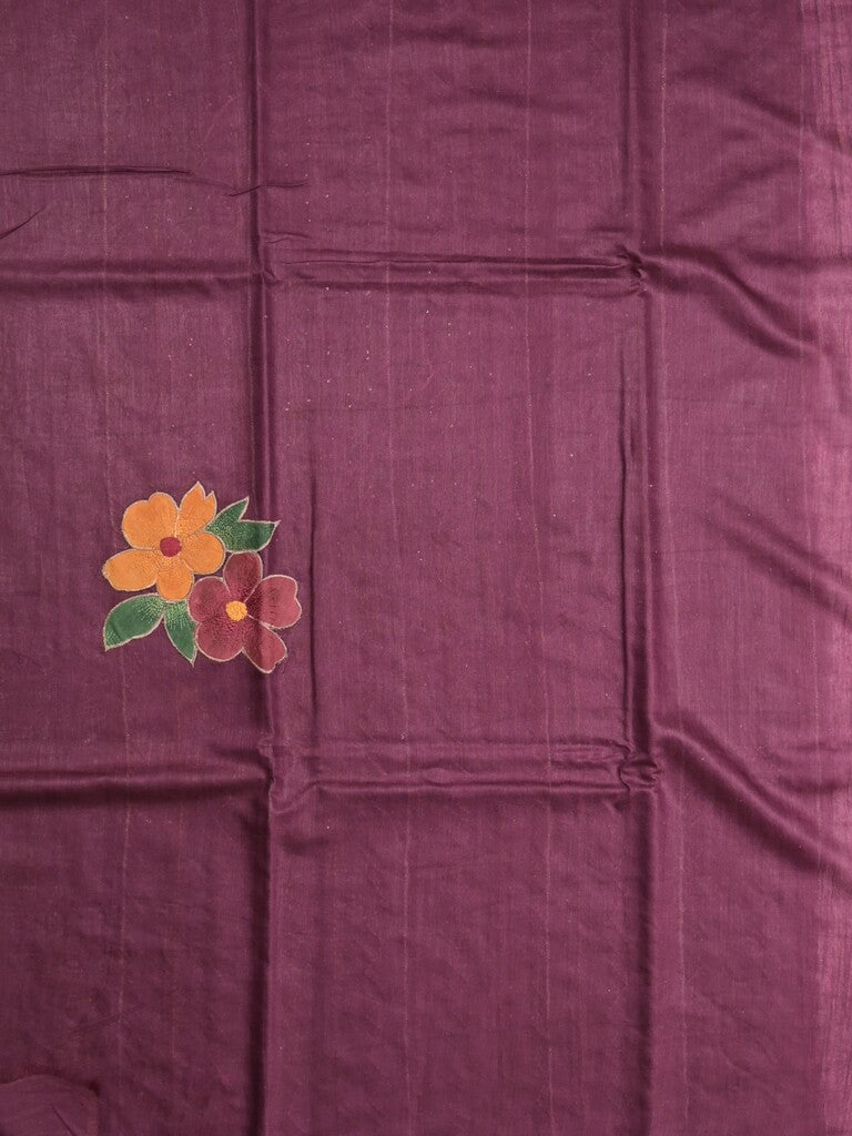Bhagalpur fancy saree light pink color allover stripes, floral weaves with contrast pallu and attached contrast blouse