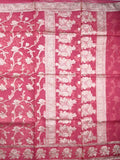 Kora georgette fancy saree pink color allover zari weaving & zari border with rich pallu and attached designery blouse