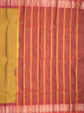 Dhaka cotton saree mustard yellow color allover plain & zari border with contrast plain pallu and plain blouse