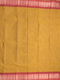 Dhaka cotton saree mustard yellow color allover plain & zari border with contrast plain pallu and plain blouse