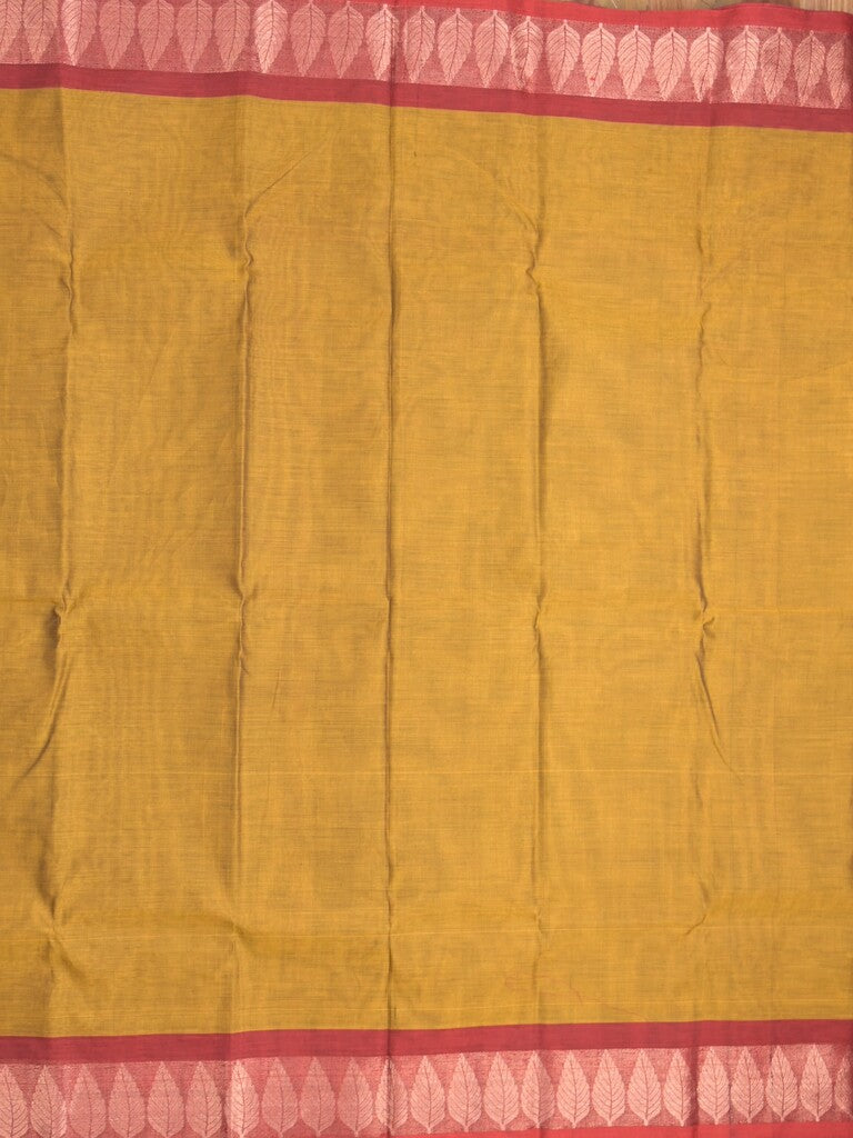 Dhaka cotton saree mustard yellow color allover plain & zari border with contrast plain pallu and plain blouse