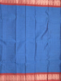 Dhaka cotton saree royal blue color allover plain & zari border with contrast plain pallu and plain blouse