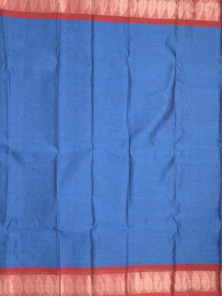 Dhaka cotton saree royal blue color allover plain & zari border with contrast plain pallu and plain blouse