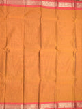 Dhaka cotton saree mustard yellow color allover plain & zari border with contrast plain pallu and plain blouse