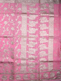 Kora georgette fancy saree baby pink color allover zari weaving & zari border with rich pallu and attached designery blouse