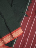 Dhaka cotton saree black color allover plain & zari border with contrast plain pallu and plain blouse