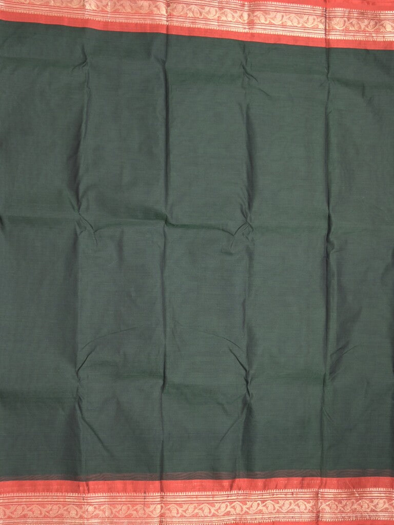 Dhaka cotton saree black color allover plain & zari border with contrast plain pallu and plain blouse