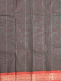 Dhaka cotton saree black color allover plain & zari border with contrast plain pallu and plain blouse