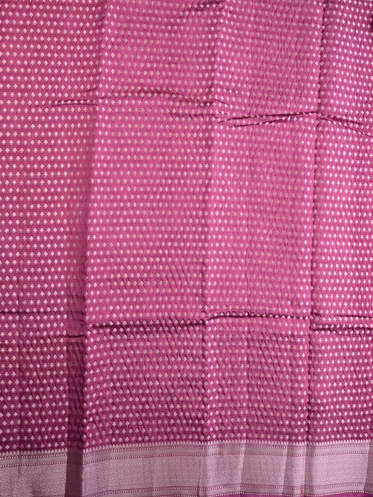 Raw mango silk fancy saree rose pink color allover zari weaves & zari border with short brocade pallu and attached blouse