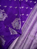 Raw mango silk fancy saree violet color allover zari weaves & zari border with short brocade pallu and brocade blouse