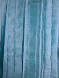 Raw mango silk fancy saree sky blue color allover zari weaves & zari border with short brocade pallu and brocade blouse