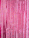 Raw mango silk fancy saree pink color allover zari weaves & zari border with short brocade pallu and brocade blouse